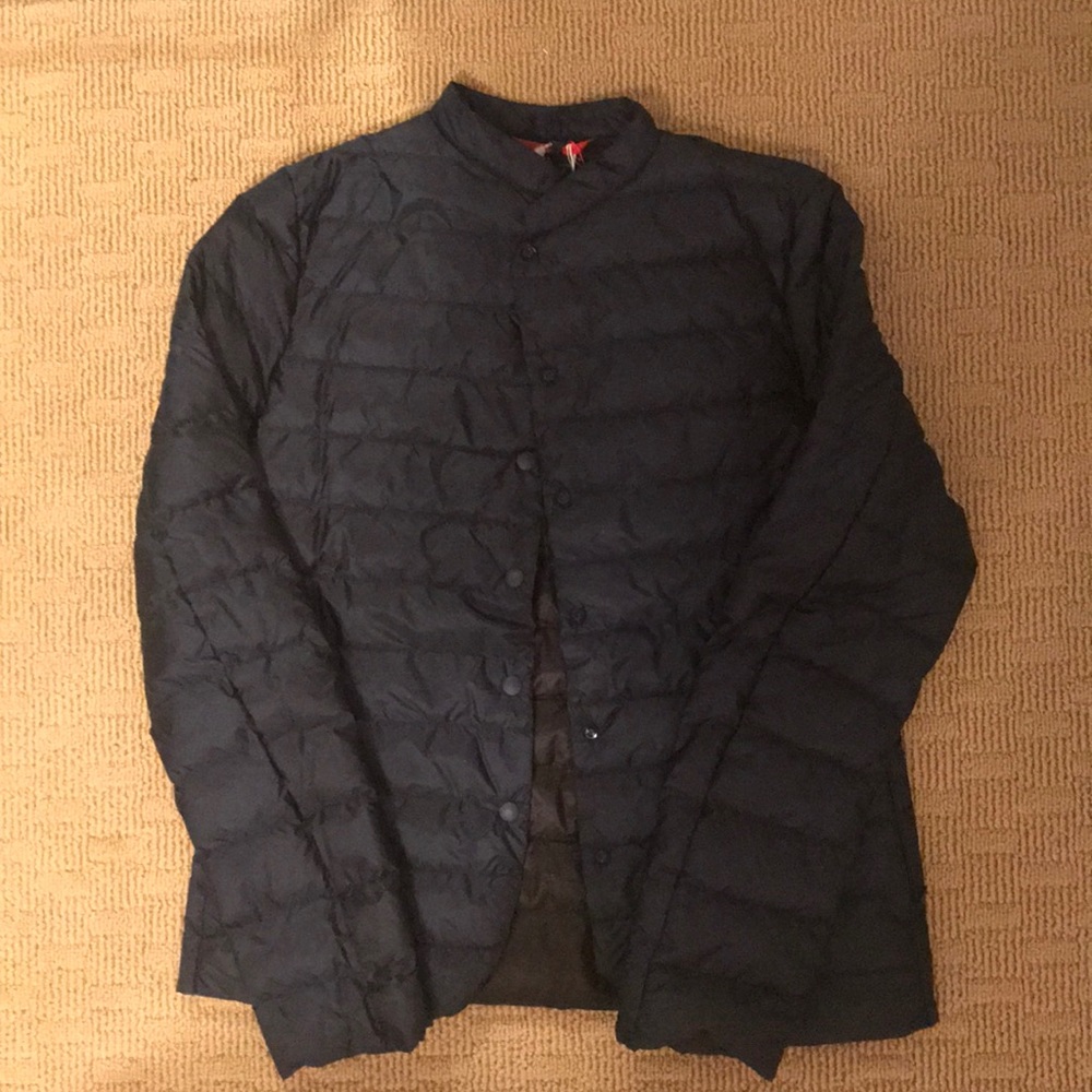 Lightweight Navy Down Button Up Jacket